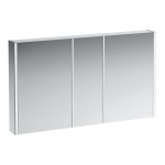 Veidrodinė spintelė Laufen FRAME 25, 1300x150x750 mm, 3 dvipusio veidrodžio durelės, 4 LED šviestuvai, 2 el. lizdai, sensorinis jungiklis, spalva - balta blizgi 